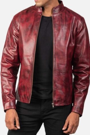 Mens Burgundy Leather Jacket