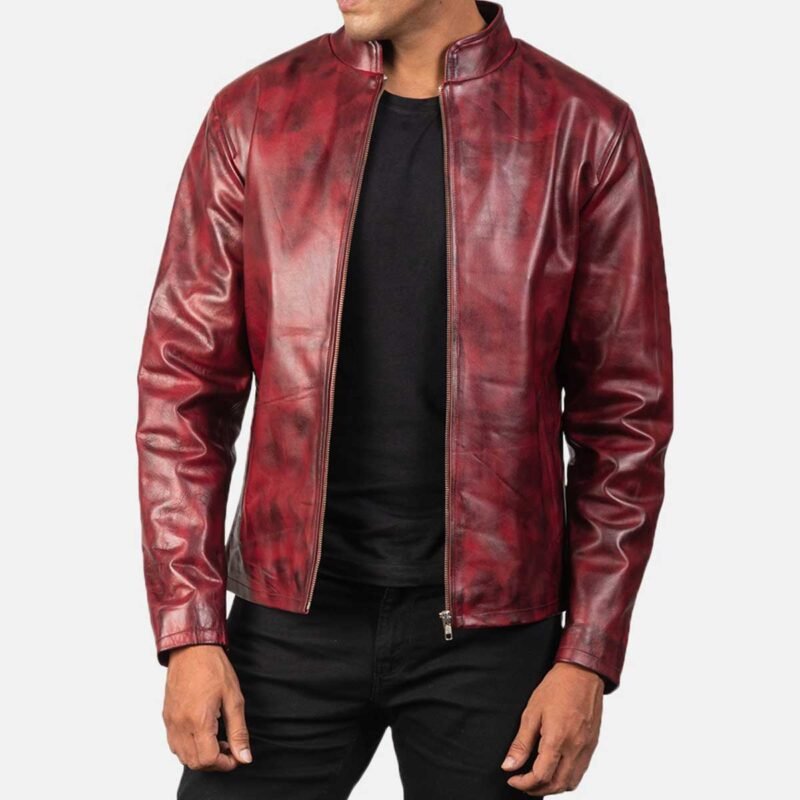 Mens Burgundy Leather Jacket