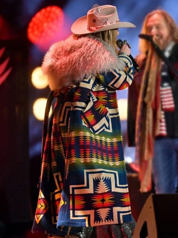 Nashville-New-Years-Eve-Special-Lainey-Wilson-Fuzzy-Trimmed-Coat