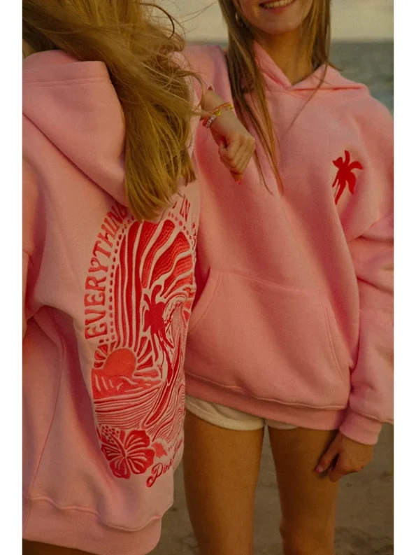 Pink Palm Puff Hoodie 1