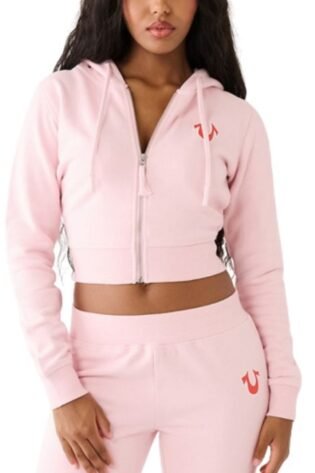 Zip Crop Hoodie Big T Logo