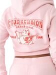 True Religion Washed Big T Logo Crop Hoodie