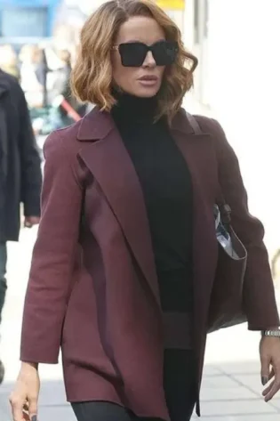 Canary Black 2024 Kate Beckinsale Maroon Coat