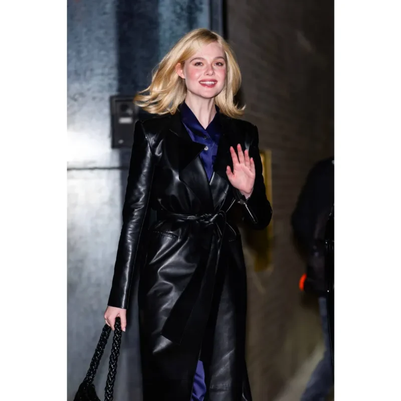 Elle Fanning NYC Night Out Coat