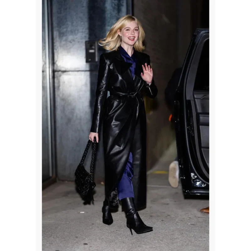 Elle Fanning NYC Night Out Coat