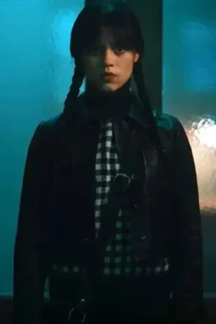 Wednesday Addams Black Leather Jacket