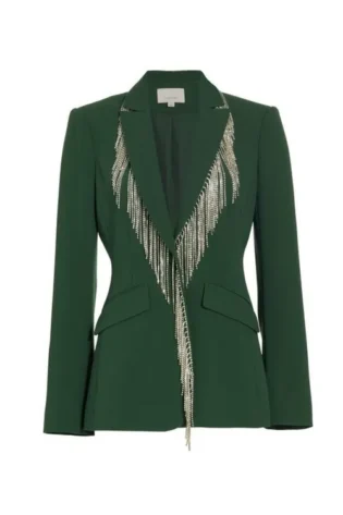 The Voice S26 Reba McEntire Green Embellished Fringed Blazer