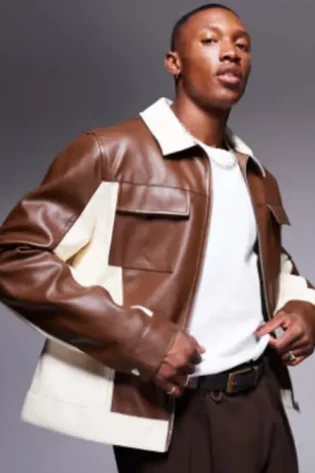 Star Academy 2024 Ladji Doucouré Brown Leather Jacket