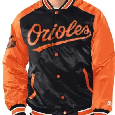 Baltimore Orioles Varsity Black /Orange Satin Jacket