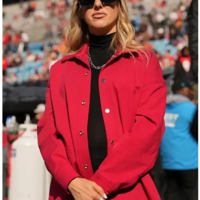 Brittany Mahomes Chiefs vs Panthers Game Red Jacket