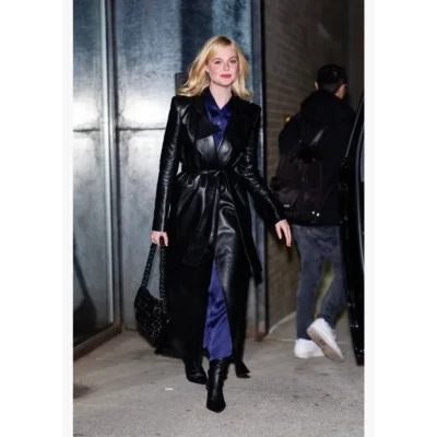 Elle Fanning NYC Night Out Coat