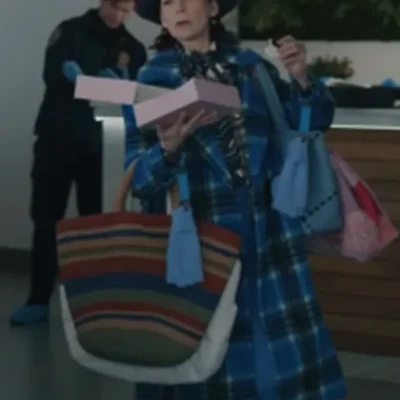 Elsbeth S02 Carrie Preston Blue Checkered Duster Coat