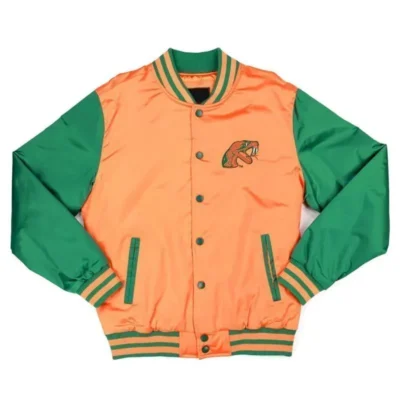 Florida A&M Orange and Green Baseball Jacket