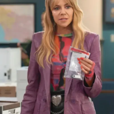 High Potential S01 Kaitlin Olson Purple Leather Blazer