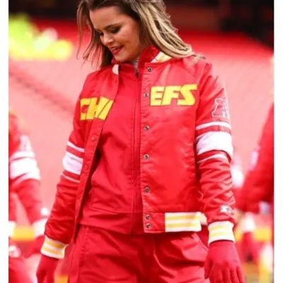 KC Chiefs Women’s Cheerleader Red Varsity Jacket