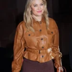 Kate Hudson NYC 2025 Brown Leather Jacket
