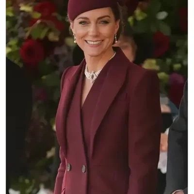 Kate Middleton Alexander McQueen Burgundy Coat