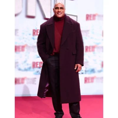 Red One Premiere Dwayne Johnson Maroon Coat