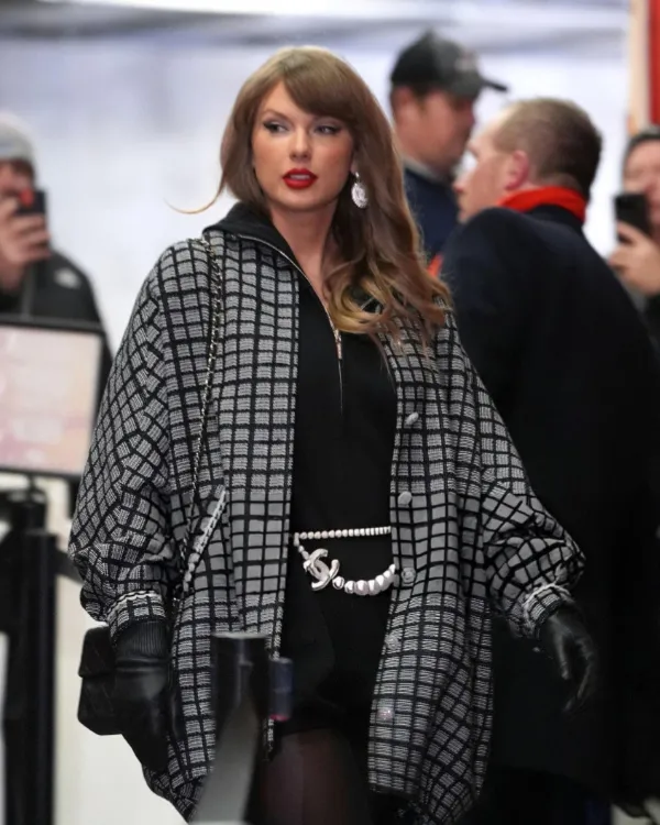 Taylor Swift Playoff Game Checkered Coat