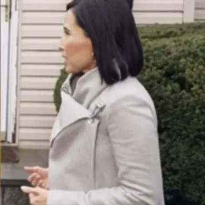 The Today Show 2024 Vicky Nguyen Grey Wrap Buckle Coat