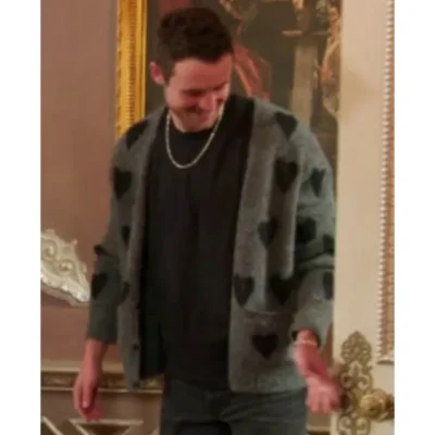 The Traitors US S03 Grey & Black Heart Print Cardigan