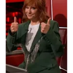 The Voice S26 Reba McEntire Green Embellished Fringed Blazer