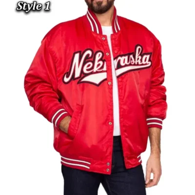 University Of Nebraska Red Varsity Satin Jacket