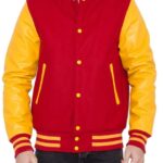 Mens Red and Yellow Varsity Jacket