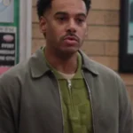 Abbott Elementary S04 Zack Fox Green Dot Half-Zip Sweater