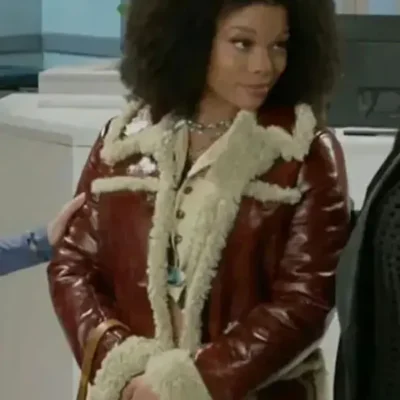 Beyond The Gates 2025 Ambyr Michelle Brown Leather Coat