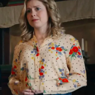 Ghosts S04 Rose McIver Floral Dot Print Blouse