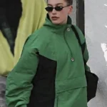Hailey Bieber Green Half-Zip Anorak Jacket