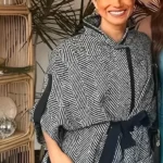 Meghan Markle Monochrome Cape Style Striped Jacket