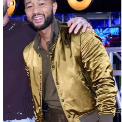 The Voice S27 John Legend Olive Silk Bomber Jacket