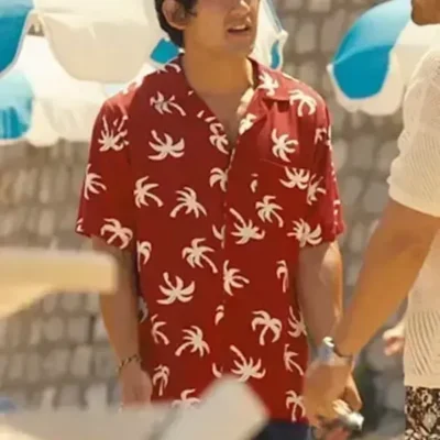 The White Lotus Ethan Spiller Red Palm Tree Shirt