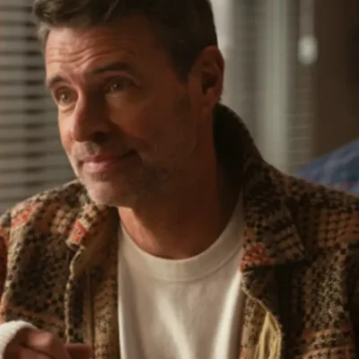 Will Trent S03 Scott Foley Brown Printed Shirt Jacket