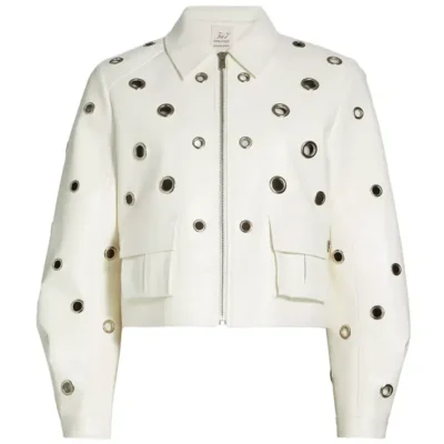 9-1-1 Athena Grant White Grommet Leather Jacket