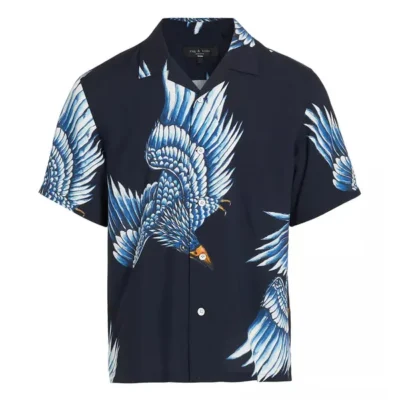 American Idol S23 Josh King Blue Bird Print Shirt