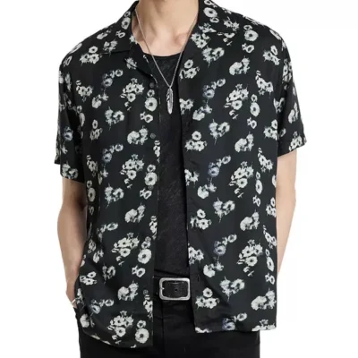 American Idol S23 Ryan Seacrest Black Floral Print Shirt