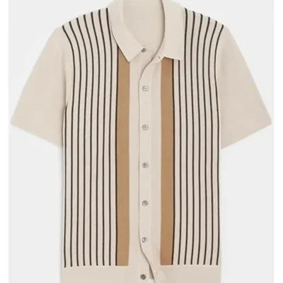 Battle Camp S01 Taylor Lewan Striped Knit Polo Top