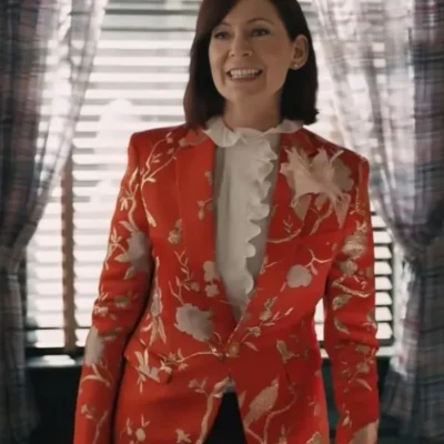 Elsbeth 2024 Carrie Preston Orange Jacquard Blazer