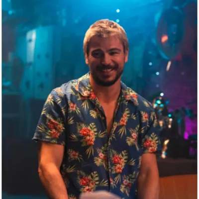 Fight Or Flight 2025 Josh Hartnett Blue Floral Print Shirt