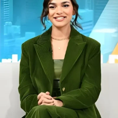 Good Morning America 2025 Paulina Chávez Green Corduroy Blazer