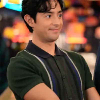 Happy’s Place S01 Pablo Castelblanco Green Striped Polo Top