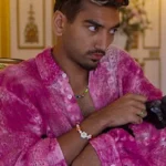 KAOS 2024 Nabhaan Rizwan Pink Tie Dye Crochet Shirt