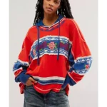 North Of North S01 Zorga Qaunaq Red Rose Printed Hoodie