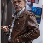 Old Guy 2025 Christoph Waltz Brown Leather Jacket