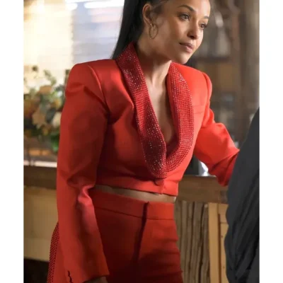 Ransom Canyon 2025 Meta Golding Red Embellished Blazer