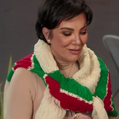 The Kardashians S06 Kris Jenner Red & Green Striped Cardigan