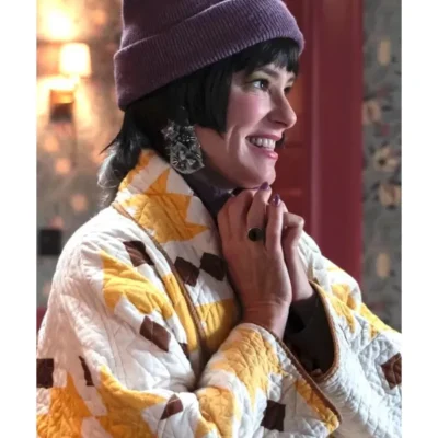 The Parenting 2025 Parker Posey Yellow & White Quilted Coat